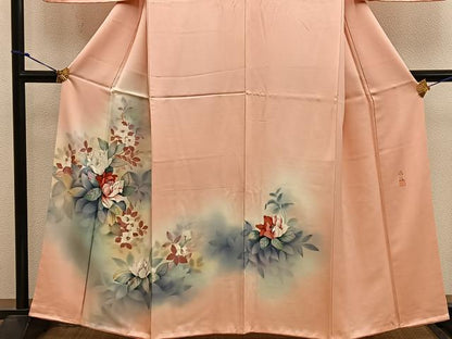 平和屋着物■訪問着　作家物　手描き　草花文　暈し染め　正絹　逸品　BAAX8789mz