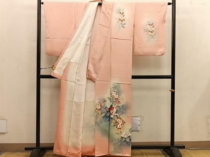 平和屋着物■訪問着　作家物　手描き　草花文　暈し染め　正絹　逸品　BAAX8789mz