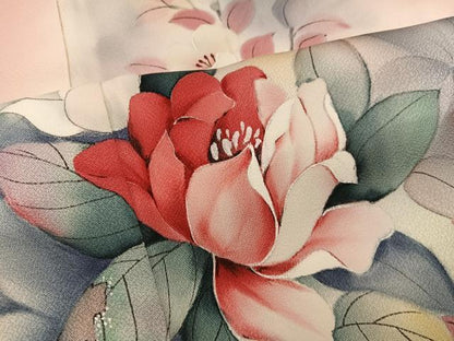 平和屋着物■訪問着　作家物　手描き　草花文　暈し染め　正絹　逸品　BAAX8789mz