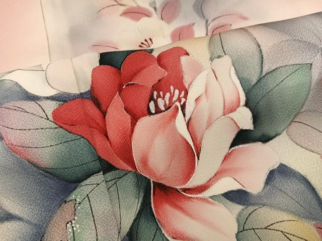 平和屋着物■訪問着　作家物　手描き　草花文　暈し染め　正絹　逸品　BAAX8789mz