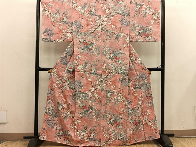 平和屋着物■上質な小紋　枝梅文　正絹　逸品　BAAX8791mz