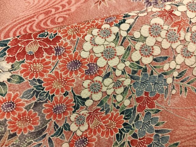 平和屋着物■上質な小紋　枝梅文　正絹　逸品　BAAX8791mz