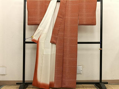 平和屋着物■上質な小紋　幾何学文様　正絹　逸品　BAAX8794mz