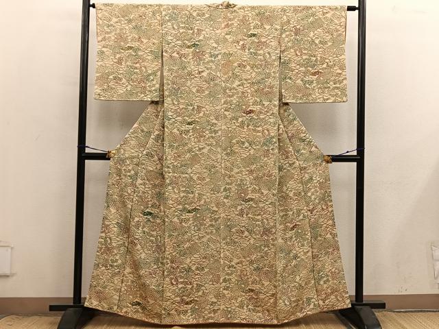 平和屋着物■上質な小紋　型染め　菊花文　やまと誂製　正絹　逸品　BAAX8796mz