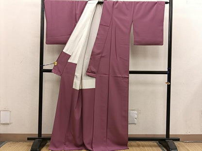 平和屋着物■上質な色無地　蘇芳香色　正絹　逸品　BAAX8797mz
