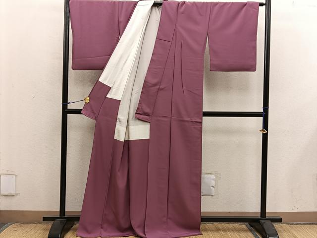 平和屋着物■上質な色無地　蘇芳香色　正絹　逸品　BAAX8797mz