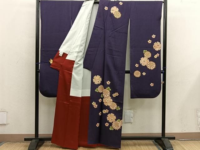 平和屋着物●豪華振袖　雪輪菊花文　金彩　正絹　逸品　BAAX8804mz