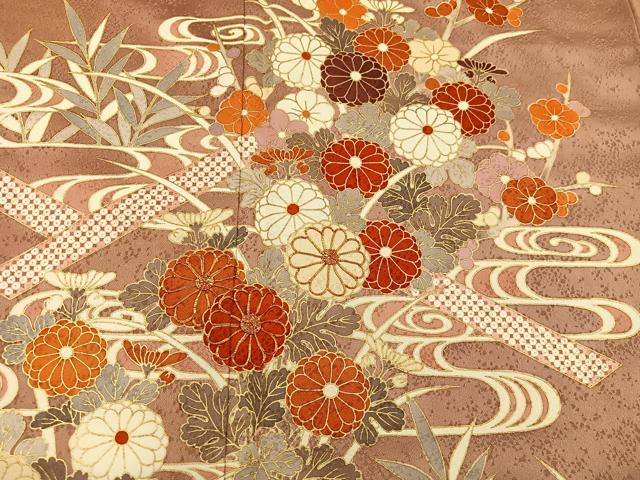 平和屋着物□訪問着 駒刺繍 源氏車江戸紐文 金彩 正絹 逸品