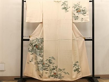 平和屋着物■訪問着　刺繍　草花文　金彩　正絹　逸品　BAAX8808mz