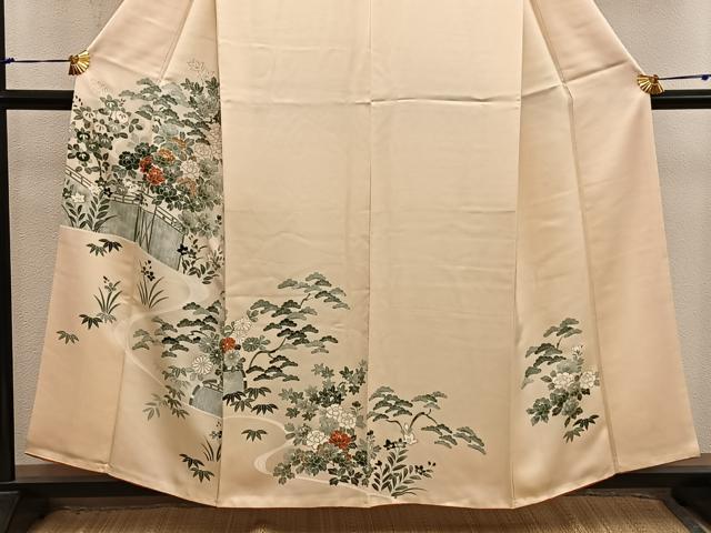 平和屋着物■訪問着　刺繍　草花文　金彩　正絹　逸品　BAAX8808mz