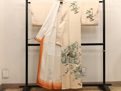 平和屋着物■訪問着　刺繍　草花文　金彩　正絹　逸品　BAAX8808mz