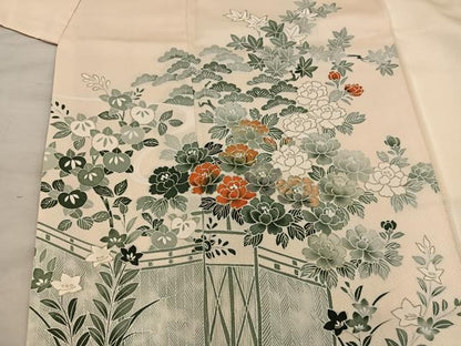 平和屋着物■訪問着　刺繍　草花文　金彩　正絹　逸品　BAAX8808mz