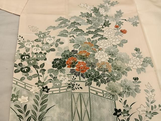 平和屋着物■訪問着　刺繍　草花文　金彩　正絹　逸品　BAAX8808mz