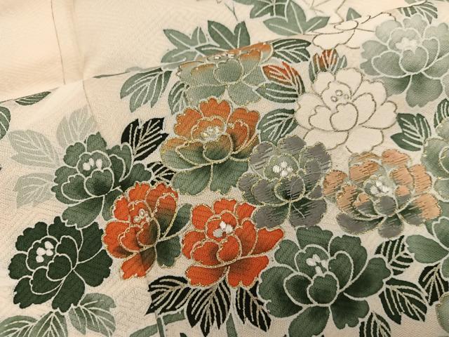 平和屋着物■訪問着　刺繍　草花文　金彩　正絹　逸品　BAAX8808mz