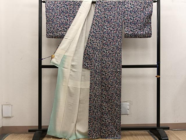 平和屋着物■上質な小紋　枝花文　正絹　逸品　BAAX8809mz