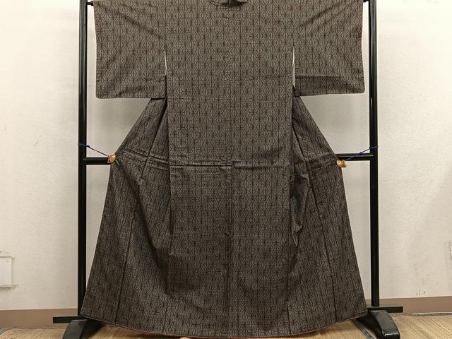 平和屋着物■本場大島紬　7マルキ　麻の葉文様　正絹　逸品　未使用　BAAX8810mz