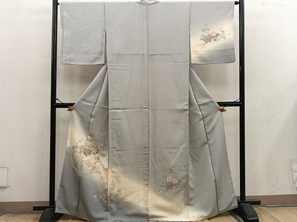 平和屋着物●訪問着　総刺繍　スワトウ刺繍　地紙重ね牡丹花文　暈し染め　正絹　逸品　BAAX8815mz