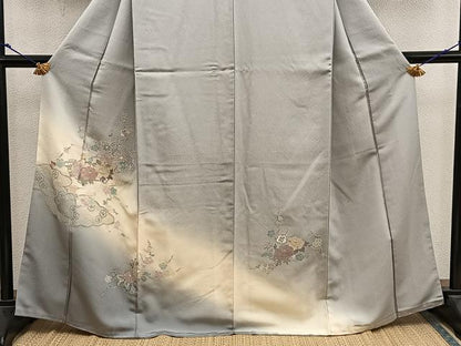 平和屋着物●訪問着　総刺繍　スワトウ刺繍　地紙重ね牡丹花文　暈し染め　正絹　逸品　BAAX8815mz