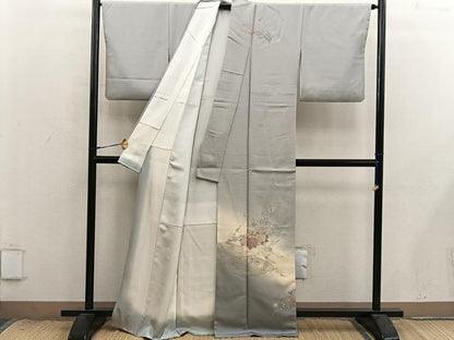 平和屋着物●訪問着　総刺繍　スワトウ刺繍　地紙重ね牡丹花文　暈し染め　正絹　逸品　BAAX8815mz