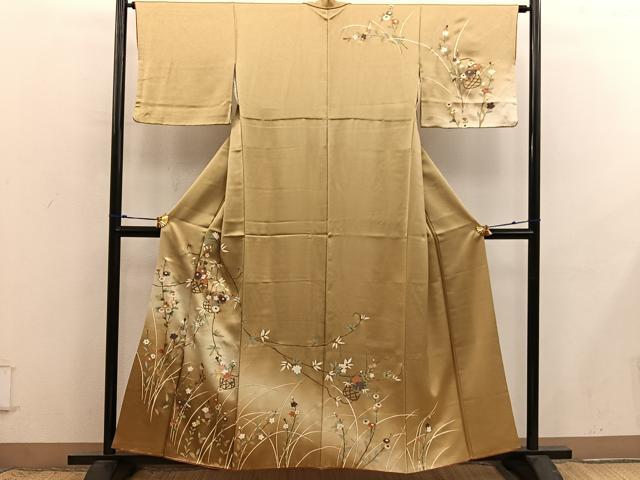 平和屋着物●訪問着　花籠文　暈し染め　金彩　正絹　逸品　BAAX8816mz