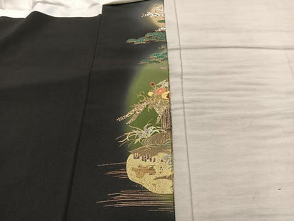 平和屋着物■豪華黒留袖　風景花文　暈し染め　金彩　正絹　逸品　BAAX8818mz