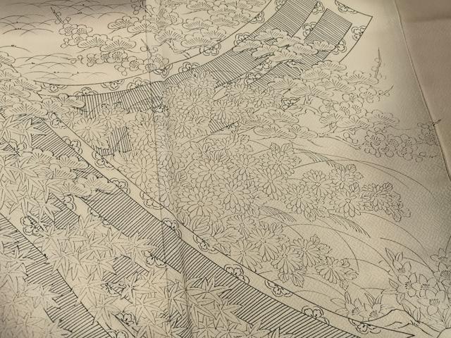 平和屋着物■訪問着　菊花文　暈し染め　正絹　逸品　BAAX8819mz