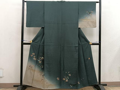 平和屋着物●和紙染染色作家・植村彩弘　訪問着　葡萄蔦の葉文　暈し染め　金彩　やまと誂製　正絹　逸品　BAAX8826mz