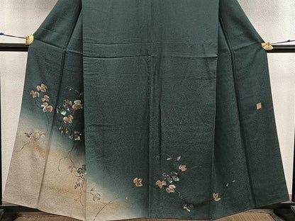平和屋着物●和紙染染色作家・植村彩弘　訪問着　葡萄蔦の葉文　暈し染め　金彩　やまと誂製　正絹　逸品　BAAX8826mz
