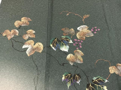 平和屋着物●和紙染染色作家・植村彩弘　訪問着　葡萄蔦の葉文　暈し染め　金彩　やまと誂製　正絹　逸品　BAAX8826mz