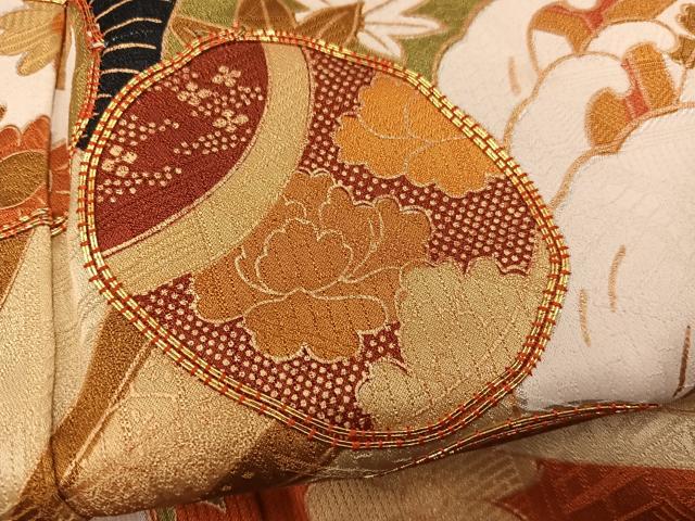 平和屋着物●訪問着　駒刺繍　立波菊花文　黒地　金彩　正絹　逸品　BAAX8832mz