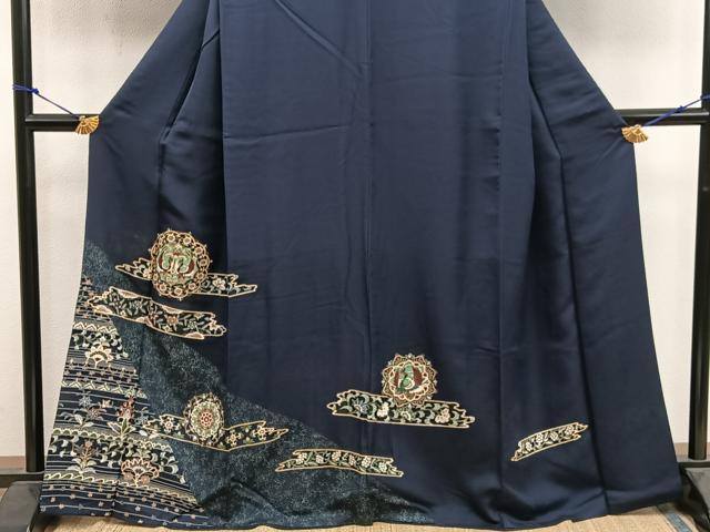 平和屋着物■訪問着　向かい鳥花文　金彩　正絹　逸品　BAAX8833mz