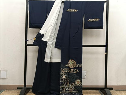 平和屋着物■訪問着　向かい鳥花文　金彩　正絹　逸品　BAAX8833mz