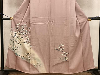 平和屋着物■訪問着　飛鶴枝松文　暈し染め　金銀彩　正絹　逸品　BAAX8836mz