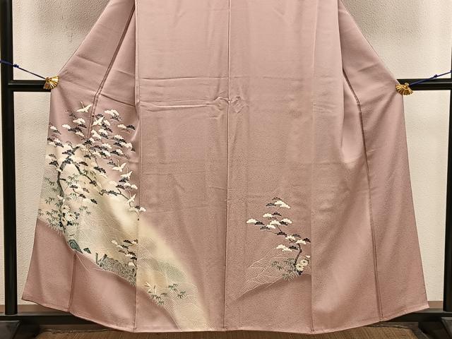 平和屋着物■訪問着　飛鶴枝松文　暈し染め　金銀彩　正絹　逸品　BAAX8836mz