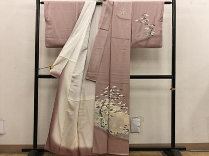 平和屋着物■訪問着　飛鶴枝松文　暈し染め　金銀彩　正絹　逸品　BAAX8836mz