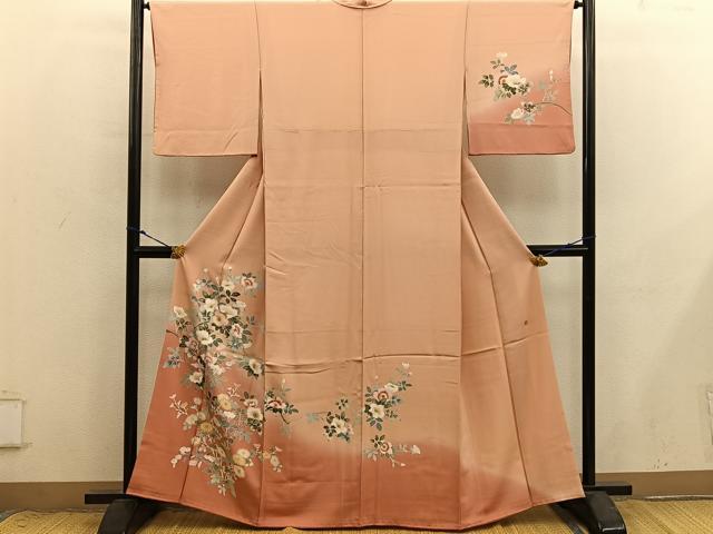 平和屋着物■訪問着　友禅　作家物　枝花文　暈し染め　正絹　逸品　BAAX8837mz