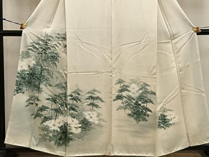 平和屋着物■訪問着　手描き　渡橋枝葉文　正絹　逸品　BAAX8839mz