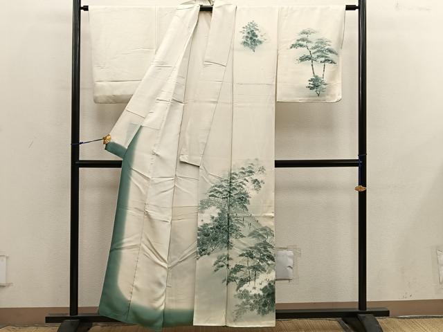 平和屋着物■訪問着　手描き　渡橋枝葉文　正絹　逸品　BAAX8839mz