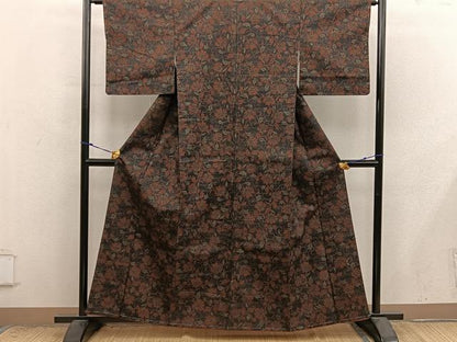 平和屋着物■上質な紬　花唐草文　正絹　逸品　未使用　BAAX8841mz