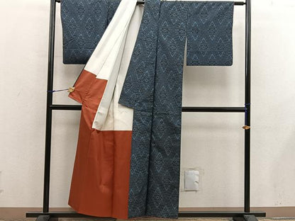 平和屋着物●本場大島紬　割込み絣　正絹　逸品　BAAX8842mz