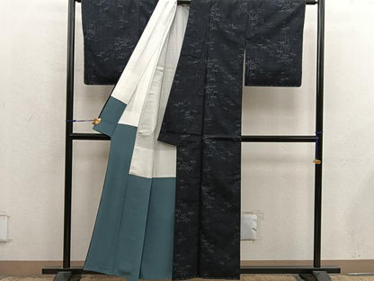 平和屋着物■結城紬　笹竹文　正絹　逸品　BAAX8847mz