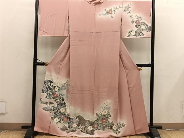 平和屋着物■訪問着　梅花文　暈し染め　金銀彩　正絹　逸品　BAAX8849mz