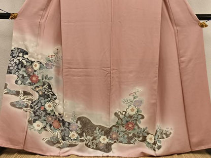 平和屋着物■訪問着　梅花文　暈し染め　金銀彩　正絹　逸品　BAAX8849mz