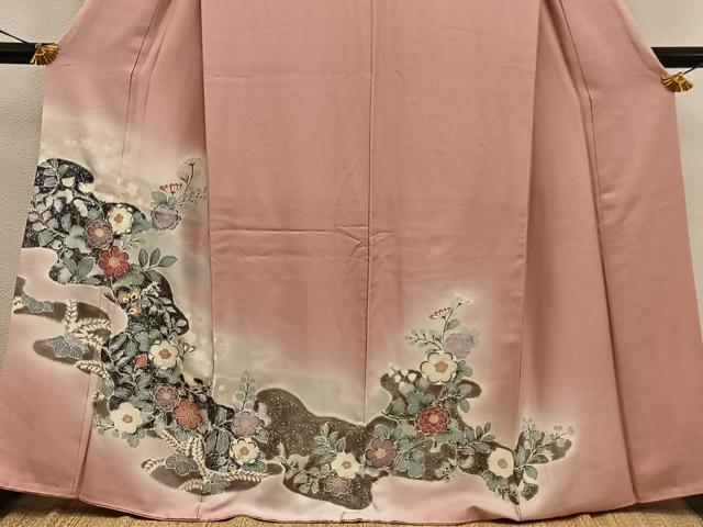 平和屋着物■訪問着　梅花文　暈し染め　金銀彩　正絹　逸品　BAAX8849mz