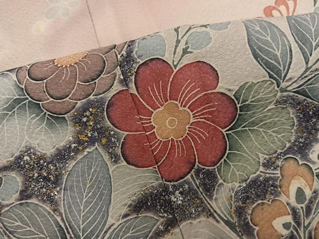 平和屋着物■訪問着　梅花文　暈し染め　金銀彩　正絹　逸品　BAAX8849mz