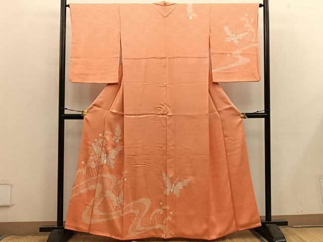 平和屋着物■訪問着　絞り　刺繍　舞蝶文　正絹　逸品　BAAX8852mz