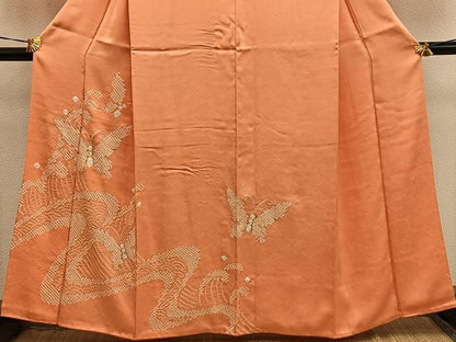 平和屋着物■訪問着　絞り　刺繍　舞蝶文　正絹　逸品　BAAX8852mz