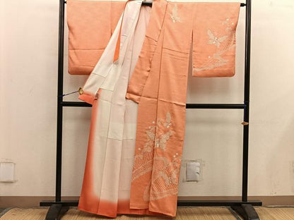 平和屋着物■訪問着　絞り　刺繍　舞蝶文　正絹　逸品　BAAX8852mz