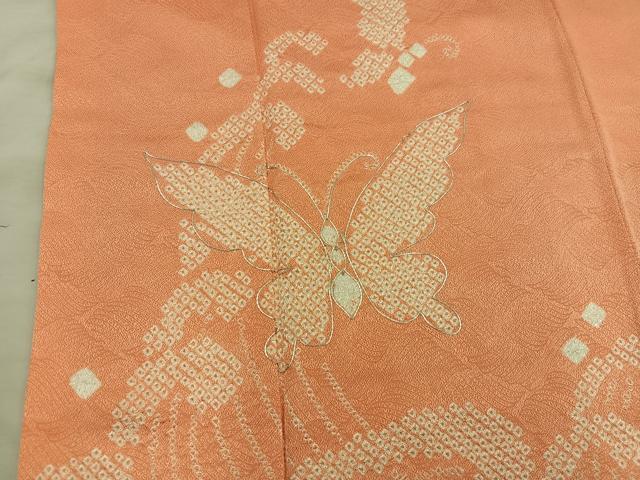 平和屋着物■訪問着　絞り　刺繍　舞蝶文　正絹　逸品　BAAX8852mz