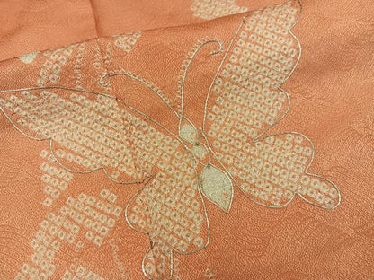 平和屋着物■訪問着　絞り　刺繍　舞蝶文　正絹　逸品　BAAX8852mz